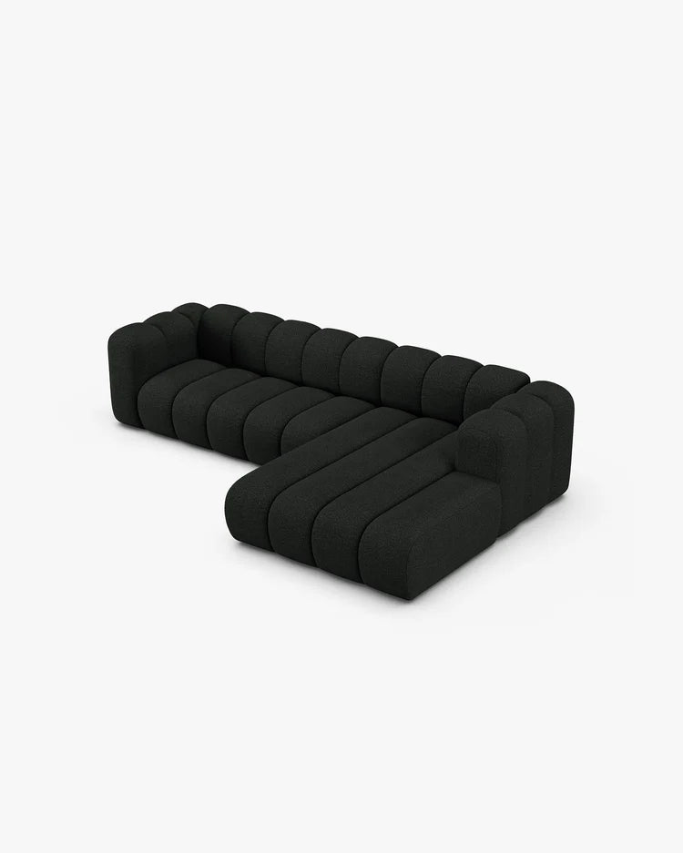 PolsterOase Modulsofa – Grandé Ecksofa 4-Sitzer in Bouclé, 290 cm Breite, Schwarz – Ansicht 4