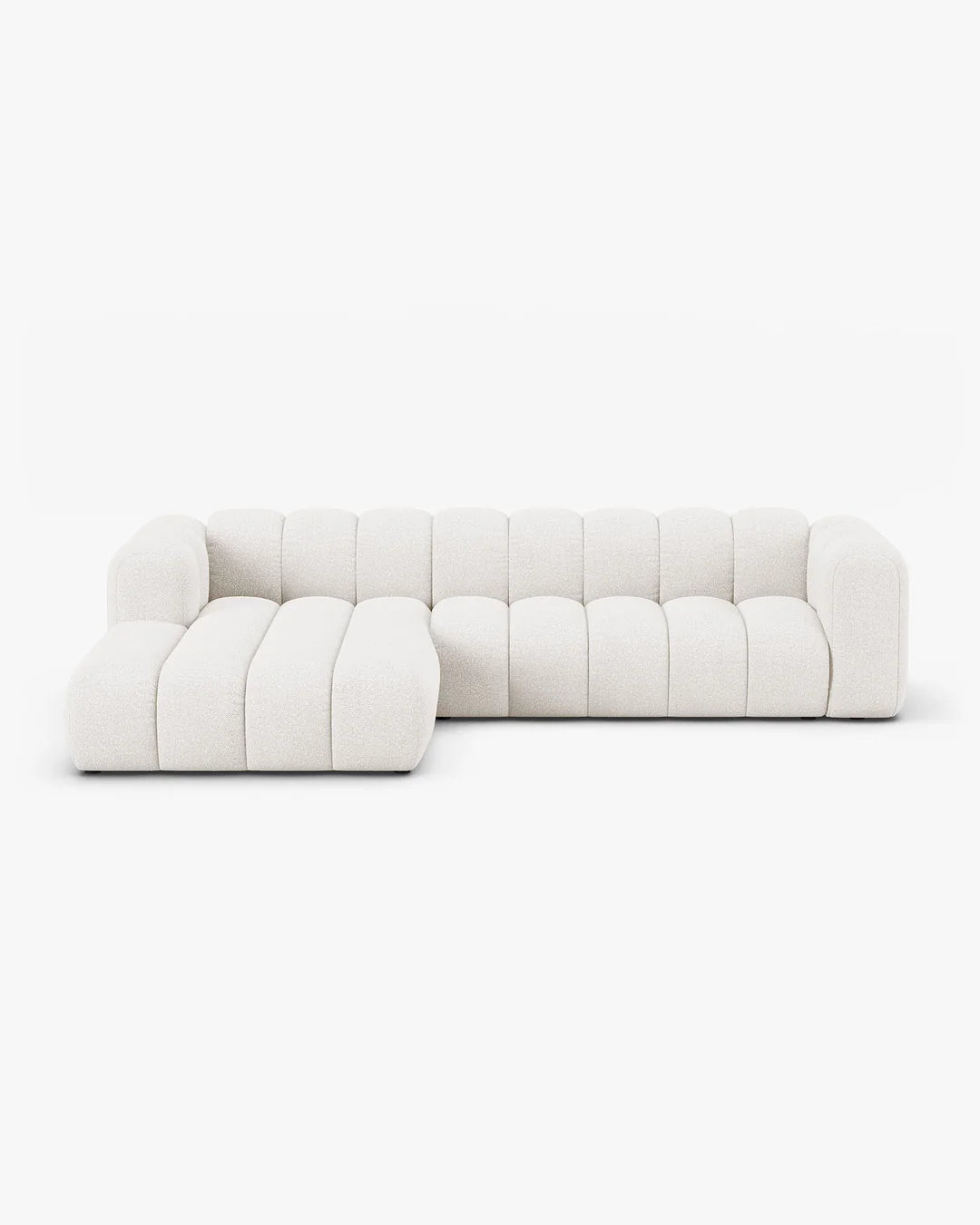 PolsterOase Modulsofa – Grandé Ecksofa 4-Sitzer in Bouclé, 290 cm Breite, Weiß – Ansicht 1