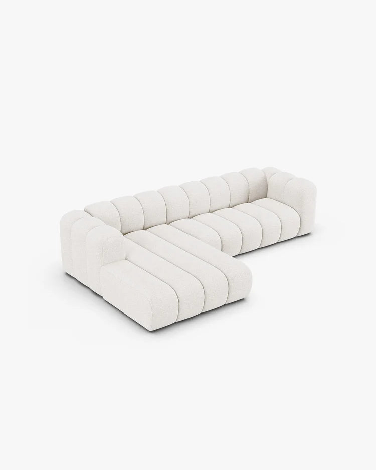 PolsterOase Modulsofa – Grandé Ecksofa 4-Sitzer in Bouclé, 290 cm Breite, Weiß – Ansicht 4