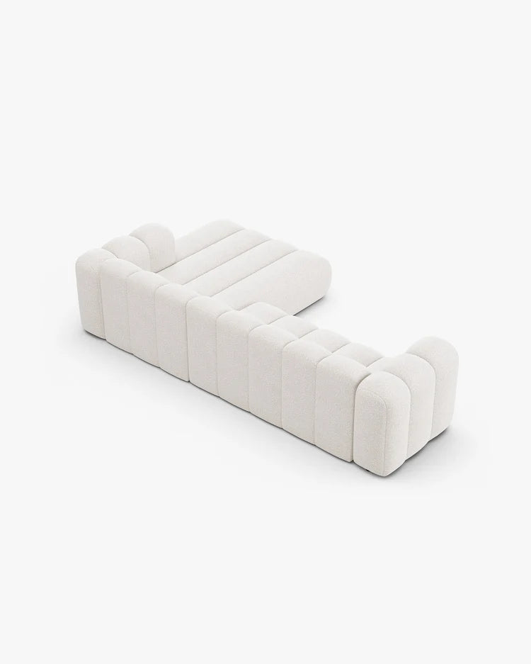 PolsterOase Modulsofa – Grandé Ecksofa 4-Sitzer in Bouclé, 290 cm Breite, Weiß – Ansicht 5