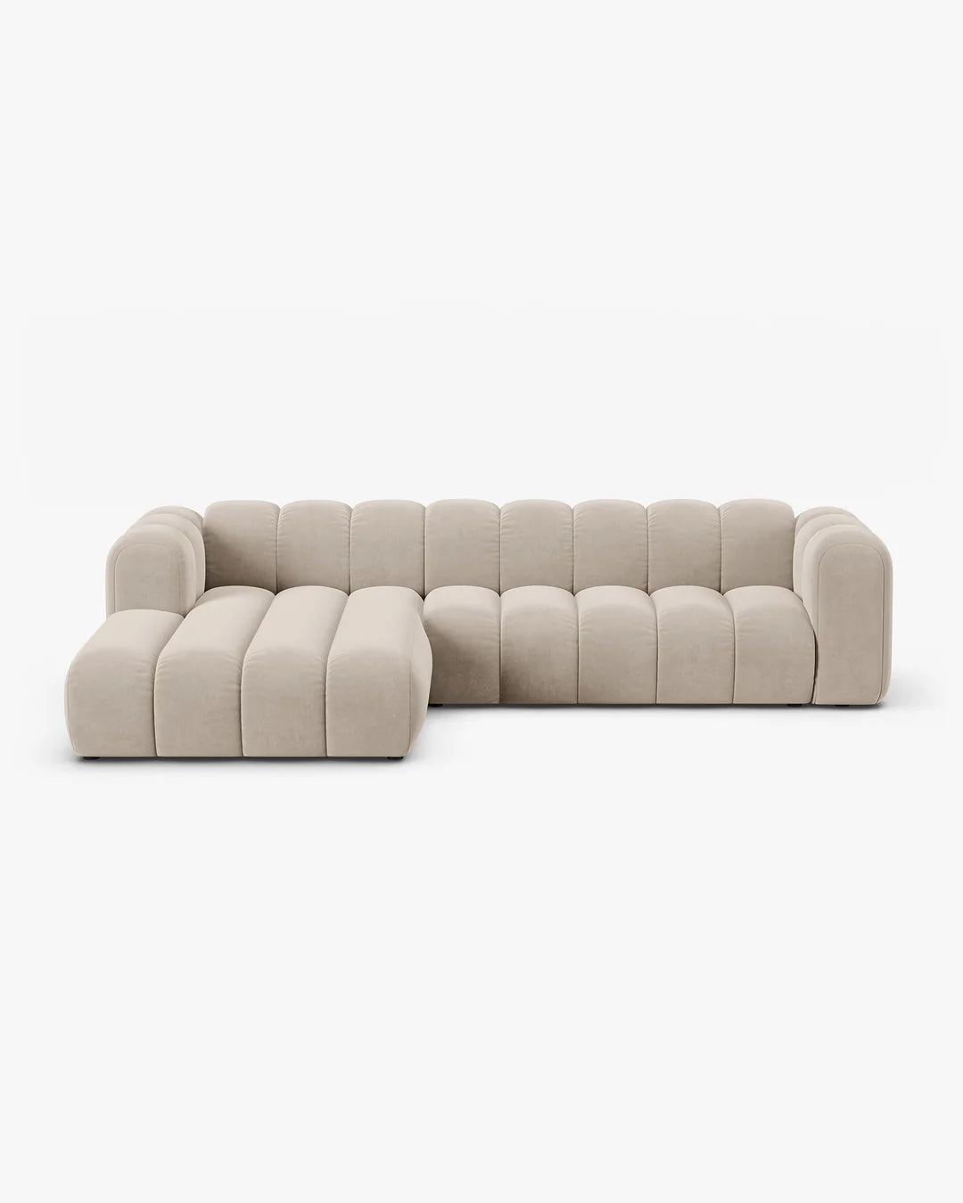 PolsterOase Modulsofa – Grandé Ecksofa 4-Sitzer in Samt, 260 cm Breite, Beige – Ansicht 1