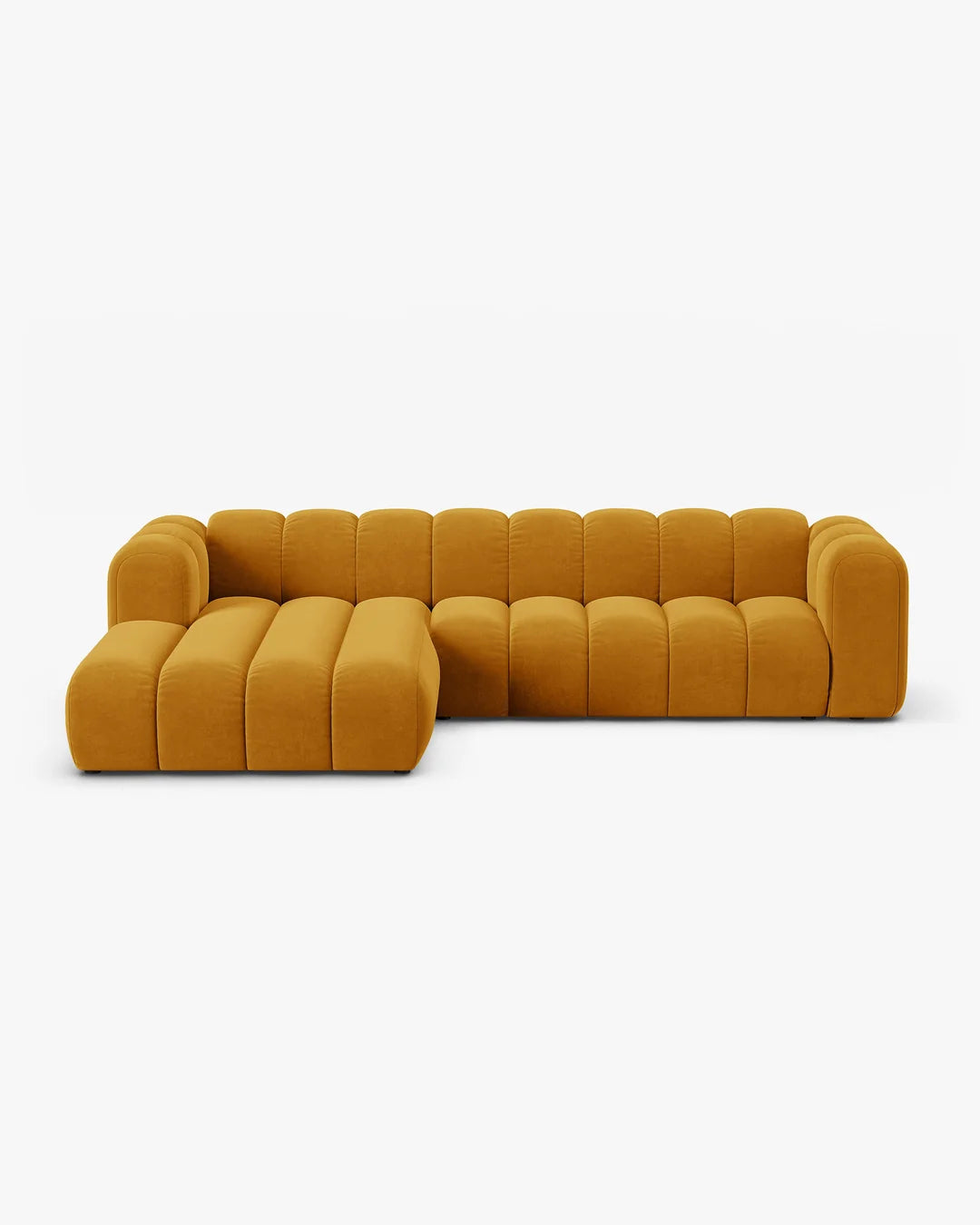 PolsterOase Modulsofa – Grandé Ecksofa 4-Sitzer in Samt, 290 cm Breite, Gelb – Ansicht 1