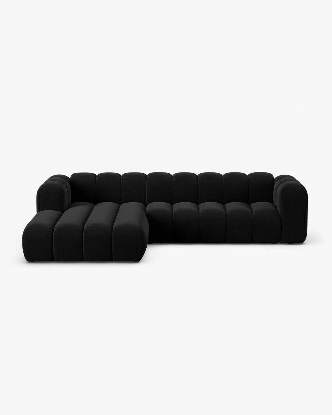 PolsterOase Modulsofa – Grandé Ecksofa 4-Sitzer in Samt, 290 cm Breite, Schwarz – Ansicht 1