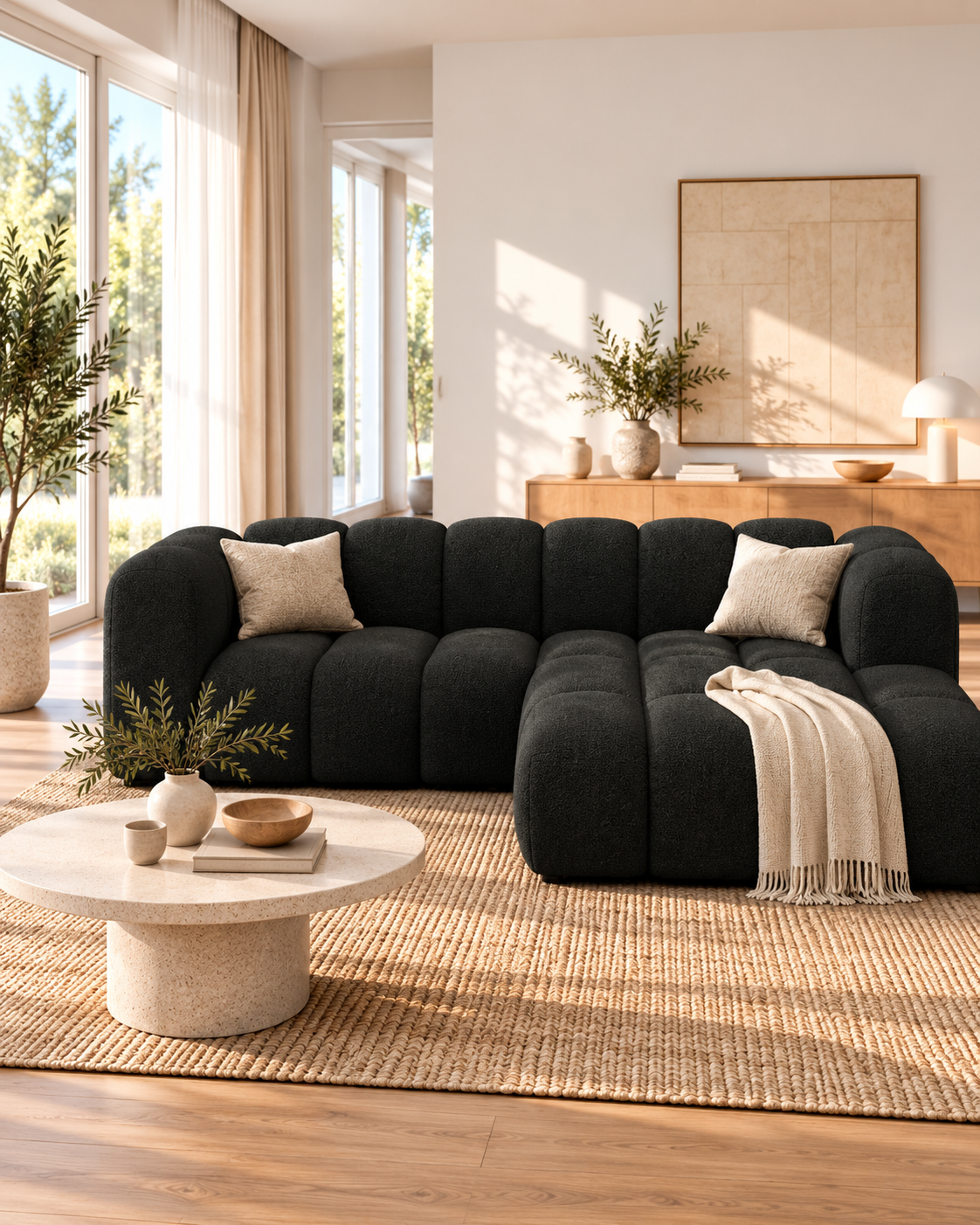 PolsterOase Ecksofa – Grandé Ecksofa aus Bouclé, Dreisitzer, 230 cm – zusätzliche Produktansicht