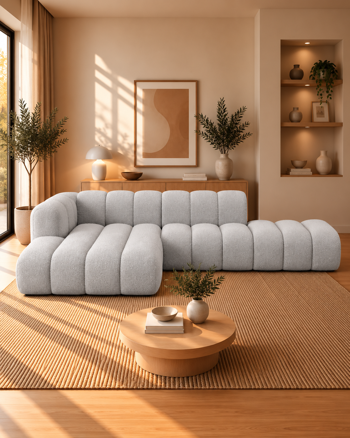 PolsterOase Modulsofa – Grandé offenes Ecksofa, 5-Sitzer, 299 cm in Bouclé – zusätzliche Produktansicht