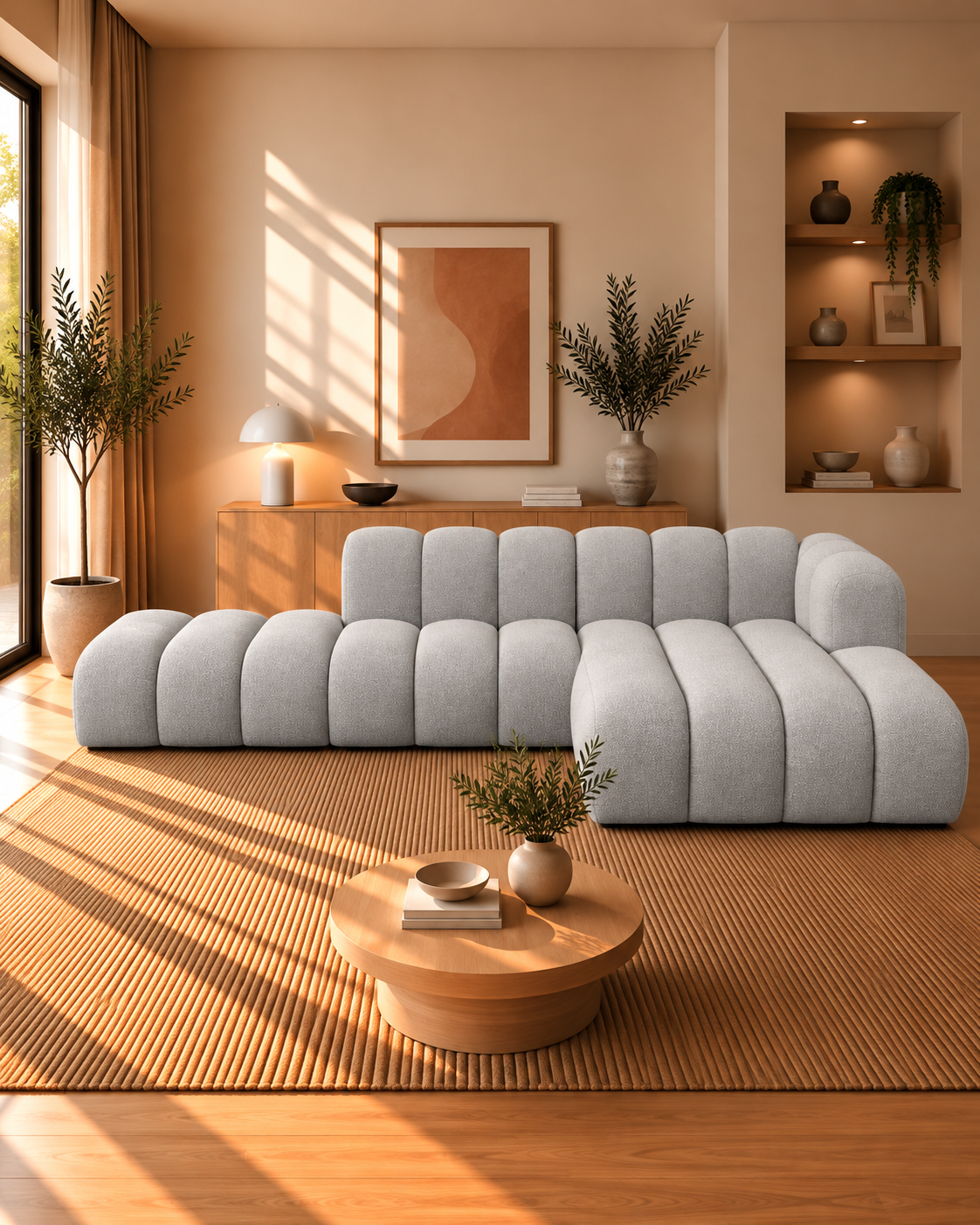 PolsterOase Modulsofa – Grandé offenes Ecksofa, 5-Sitzer, 299 cm in Bouclé – zusätzliche Produktansicht