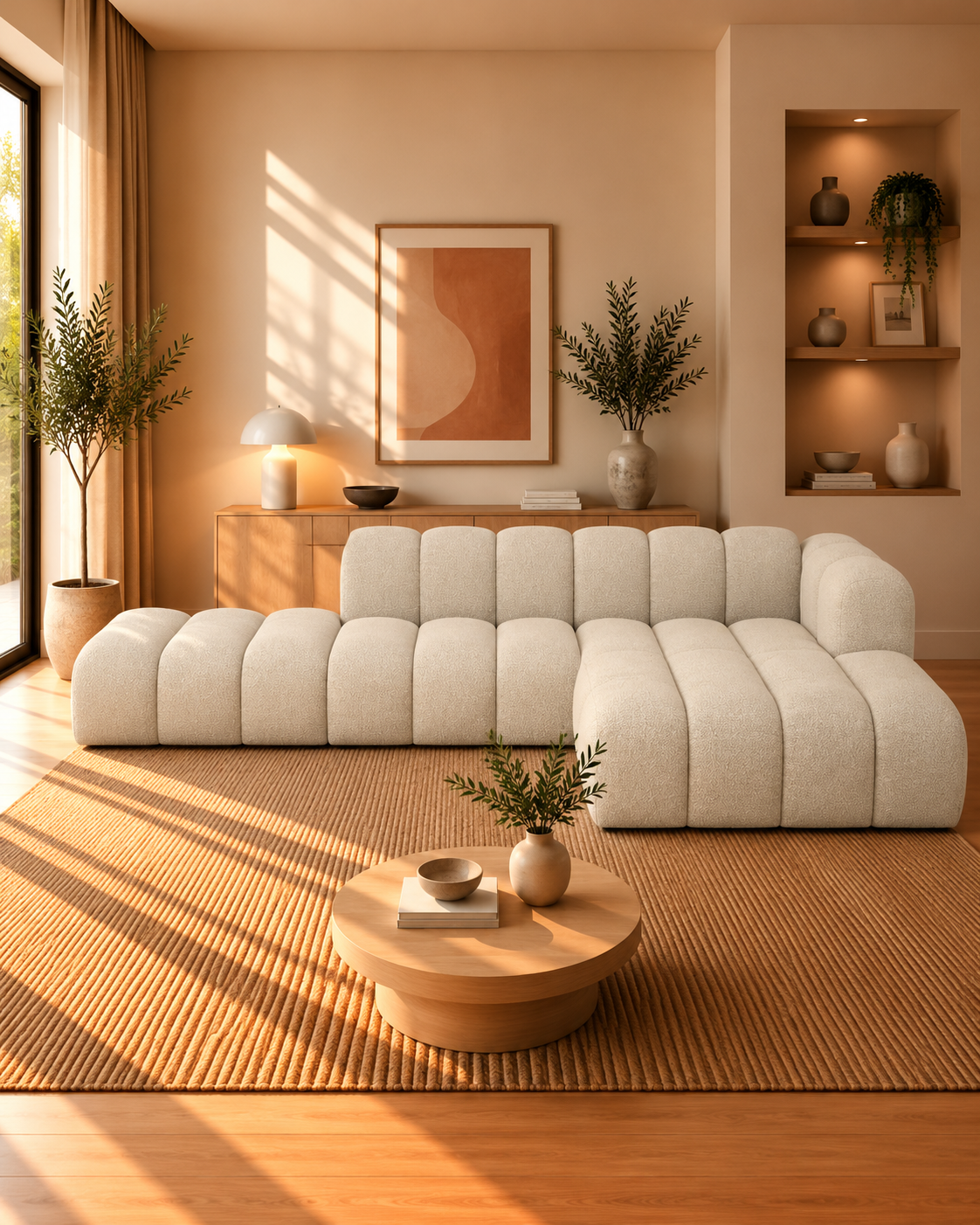 PolsterOase Modulsofa – Grandé offenes Ecksofa, 5-Sitzer, 299 cm in Bouclé – zusätzliche Produktansicht