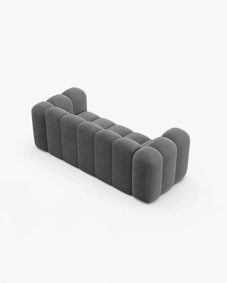 PolsterOase Modulsofa – Grandé Sofa 2-Sitzer in Samt, 200 cm Breite, Grau – Ansicht 4