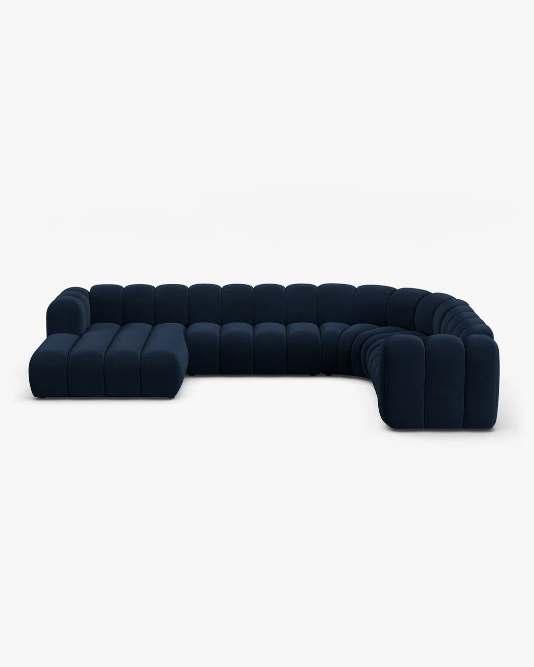 PolsterOase Modulsofa – Grandé Wohnlandschaft 6-Sitzer in Samt, 370 cm Breite, Königsblau – Ansicht 1