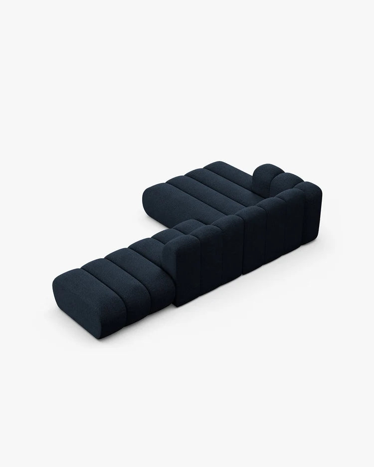 PolsterOase Modulsofa – Grandé offenes Ecksofa 5-Sitzer in Bouclé, 299 cm Breite, Königsblau – Ansicht 5