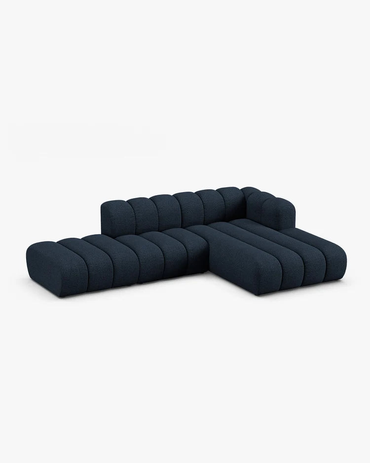 PolsterOase Modulsofa – Grandé offenes Ecksofa 5-Sitzer in Bouclé, 299 cm Breite, Königsblau – Ansicht 3