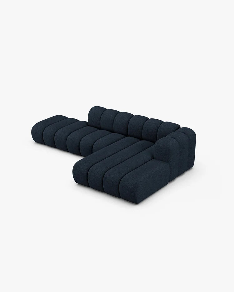 PolsterOase Modulsofa – Grandé offenes Ecksofa 5-Sitzer in Bouclé, 299 cm Breite, Königsblau – Ansicht 4