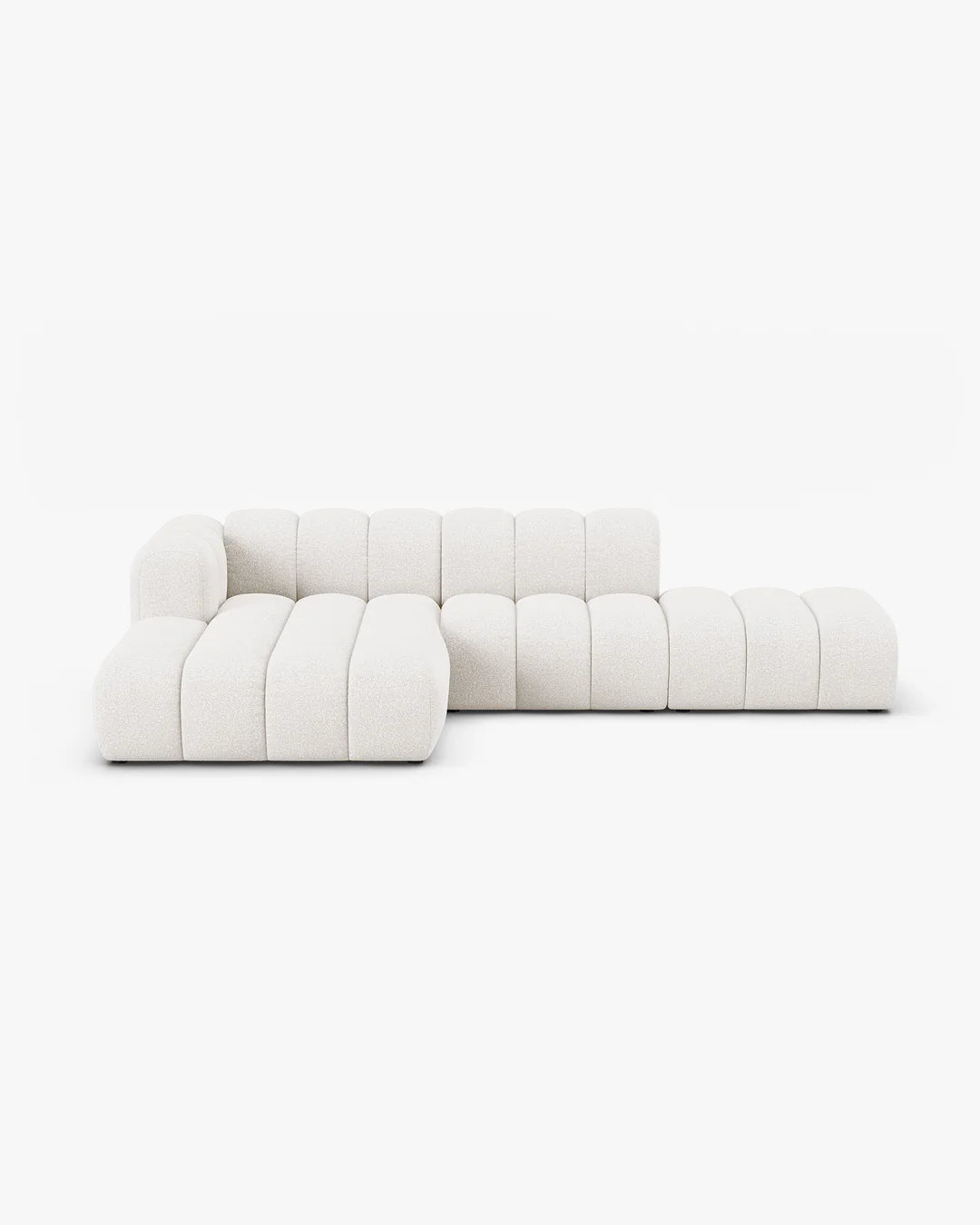 PolsterOase Modulsofa – Grandé offenes Ecksofa 5-Sitzer in Bouclé, 299 cm Breite, Weiß – Ansicht 1