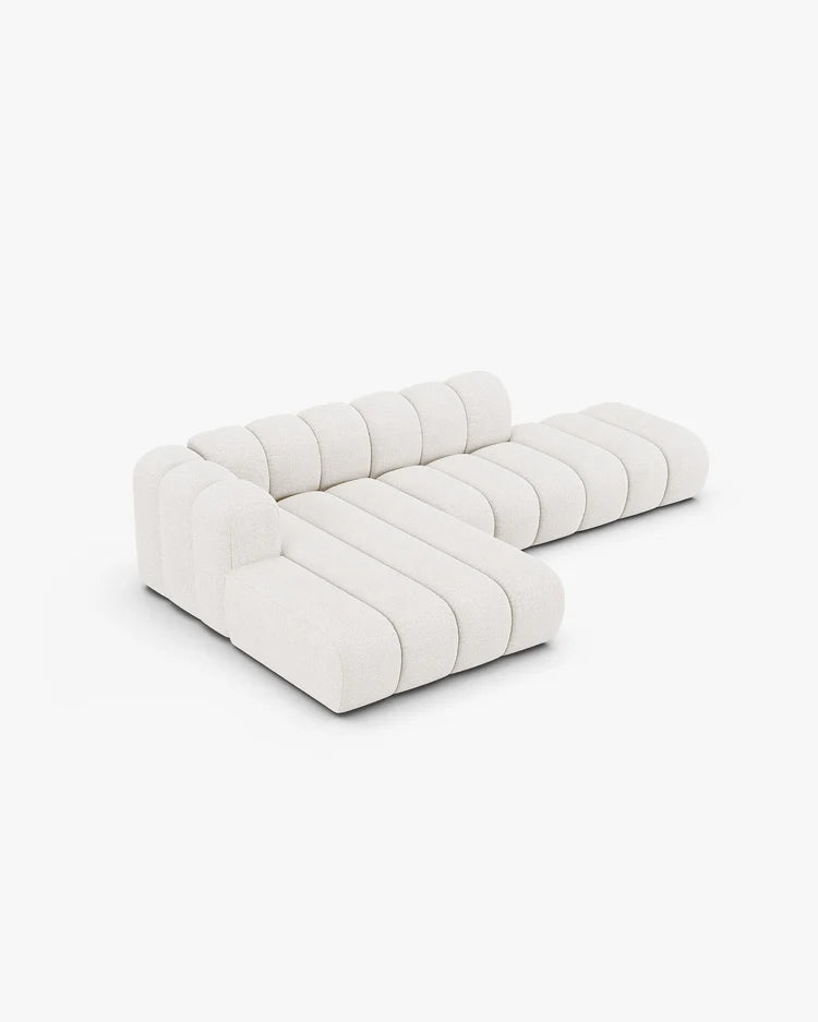 PolsterOase Modulsofa – Grandé offenes Ecksofa 5-Sitzer in Bouclé, 299 cm Breite, Weiß – Ansicht 4