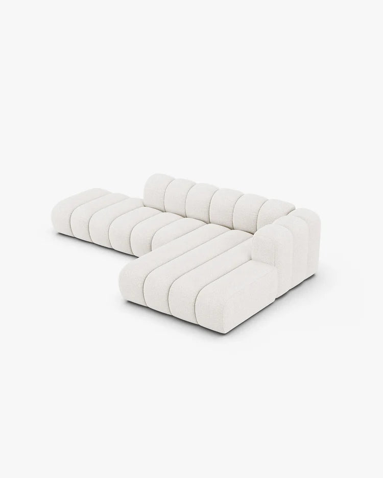 PolsterOase Modulsofa – Grandé offenes Ecksofa 5-Sitzer in Bouclé, 299 cm Breite, Weiß – Ansicht 4