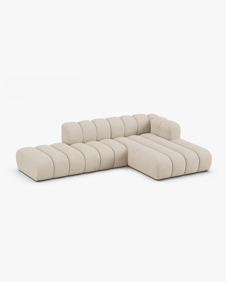 PolsterOase Modulsofa - Grandé offenes Ecksofa aus Bouclé, Fünfsitzer, 299 cm – Ansicht 08