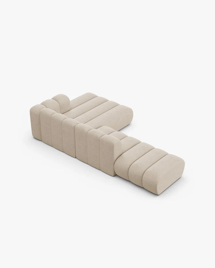 PolsterOase Modulsofa - Grandé offenes Ecksofa aus Bouclé, Fünfsitzer, 299 cm – Ansicht 10