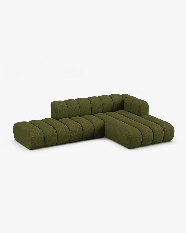 PolsterOase Modulsofa - Grandé offenes Ecksofa aus Bouclé, Fünfsitzer, 299 cm – Ansicht 37