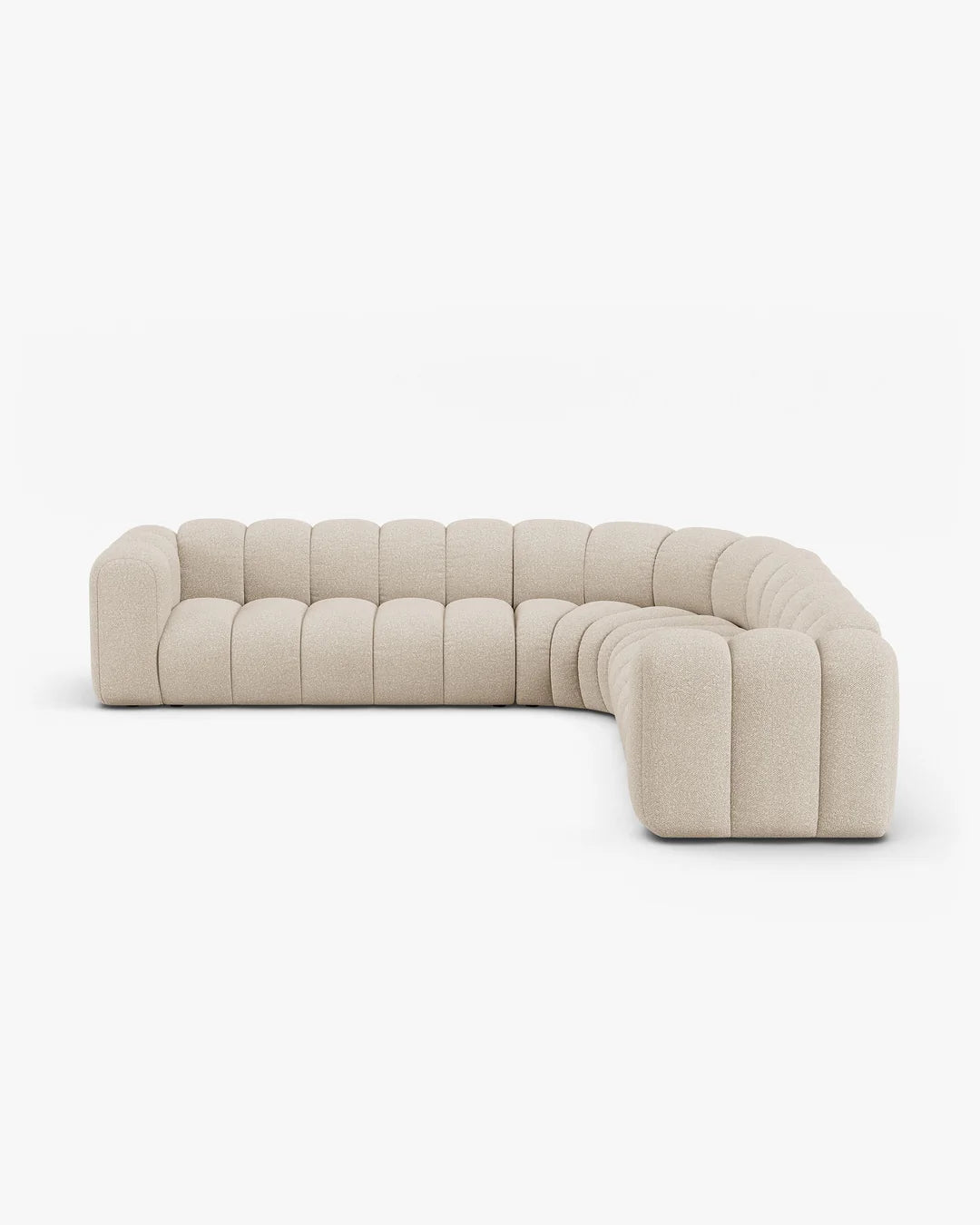 PolsterOase Modulsofa – Grandé symmetrisches Ecksofa 5-Sitzer in Bouclé, 309 cm Breite, – Ansicht 01