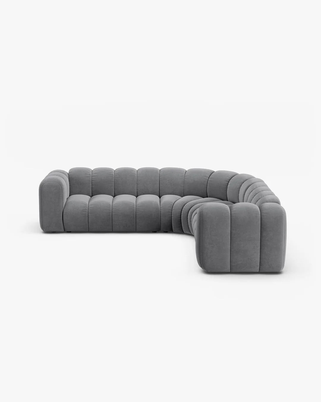 PolsterOase Modulsofa – Grandé symmetrisches Ecksofa 5-Sitzer in Samt, 280 cm Breite, Grau – Ansicht 1