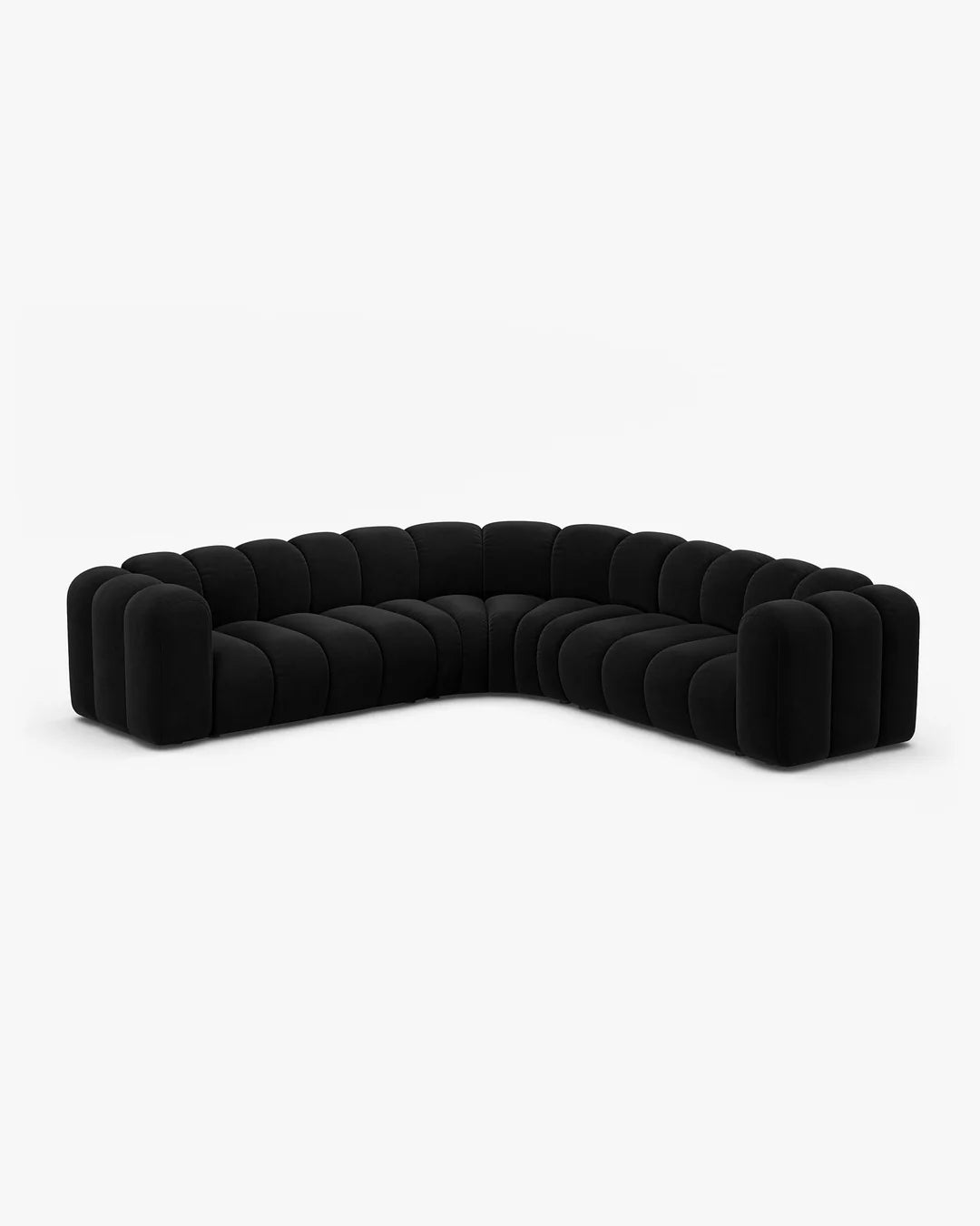 PolsterOase Modulsofa – Grandé symmetrisches Ecksofa 5-Sitzer in Samt, 280 cm Breite, Schwarz – Ansicht 3