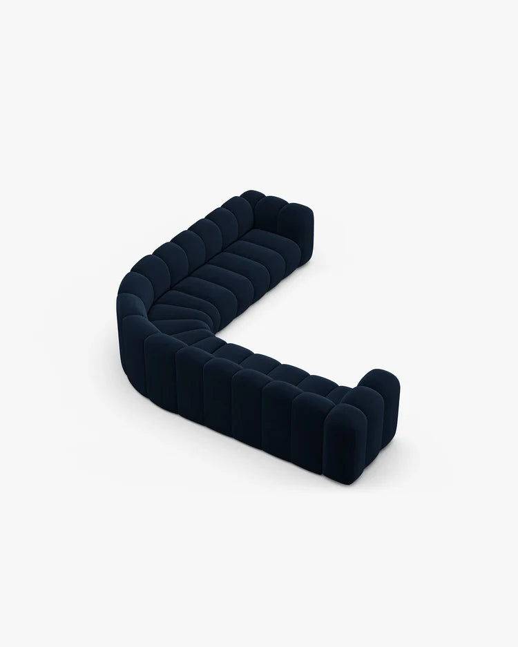 PolsterOase Modulsofa – Grandé symmetrisches Ecksofa 5-Sitzer in Samt, 309 cm Breite, Königsblau – Ansicht 4