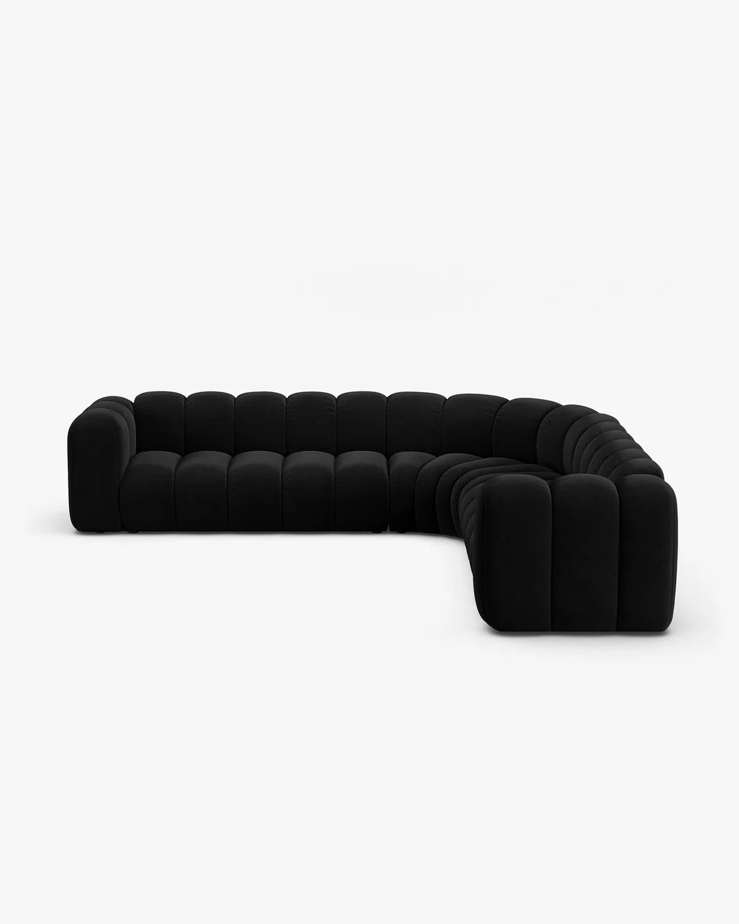PolsterOase Modulsofa – Grandé symmetrisches Ecksofa 5-Sitzer in Samt, 309 cm Breite, Schwarz – Ansicht 1