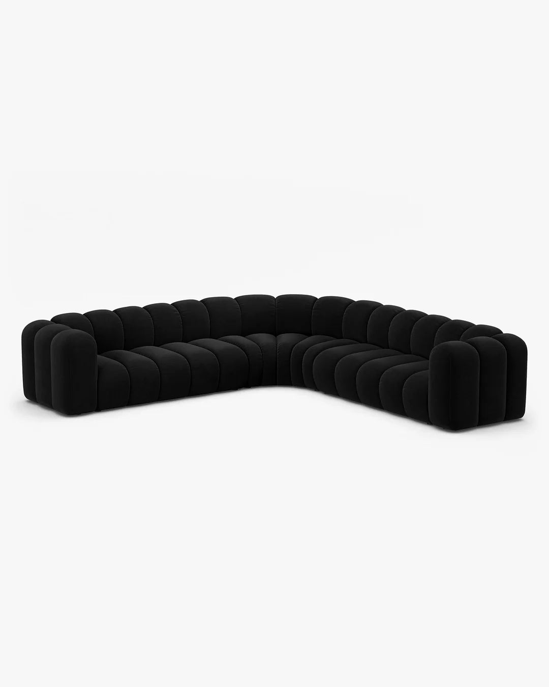 PolsterOase Modulsofa – Grandé symmetrisches Ecksofa 5-Sitzer in Samt, 309 cm Breite, Schwarz – Ansicht 3