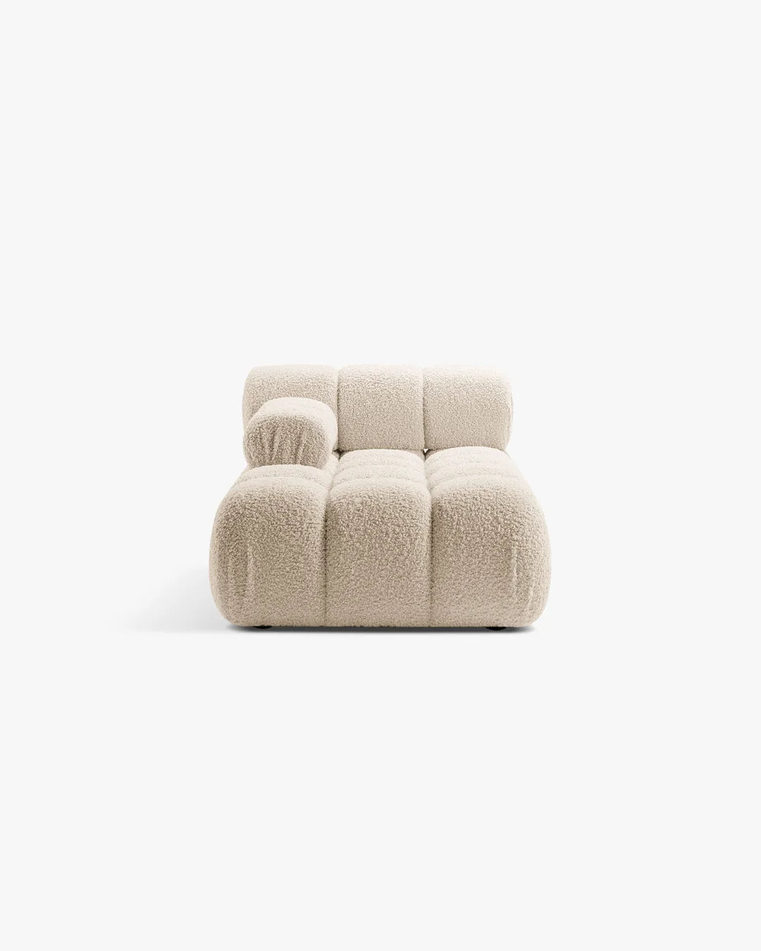 PolsterOase Modulsofa – Selene Chaiselongue mit Armlehne in Bouclé, 94 x 155 cm, Beige – Links – Ansicht 1