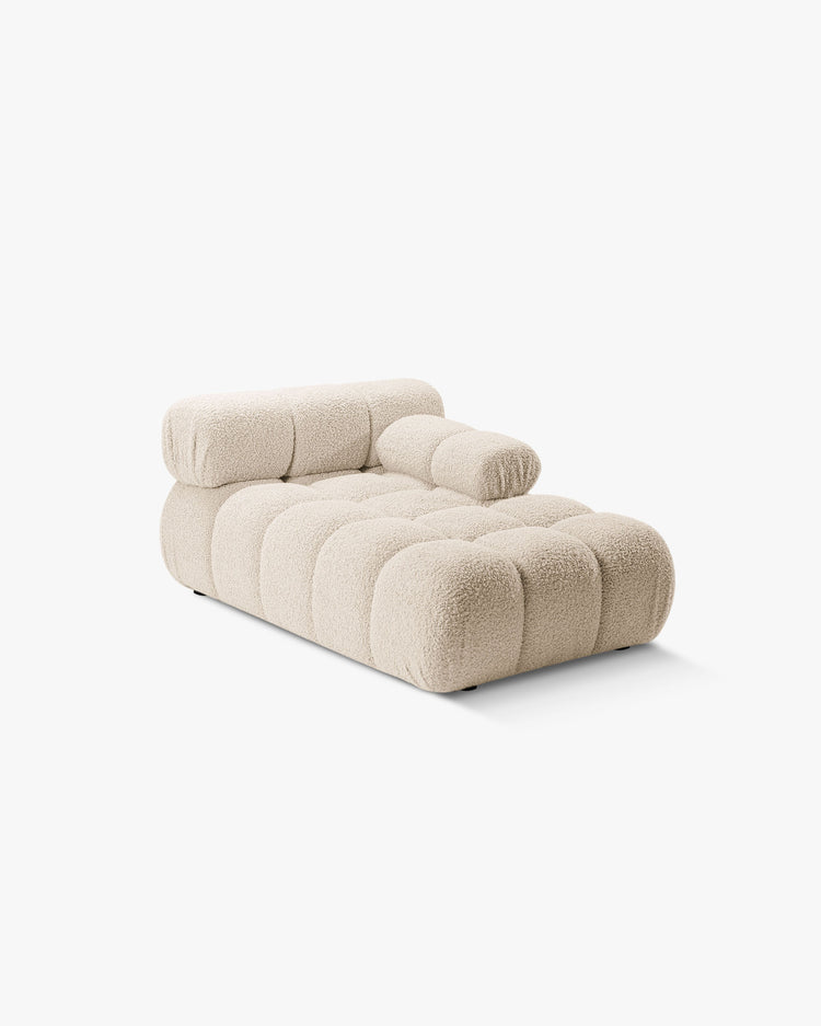 PolsterOase Modulsofa – Selene Chaiselongue mit Armlehne in Bouclé, 94 x 155 cm, Beige – Rechts – Ansicht 3