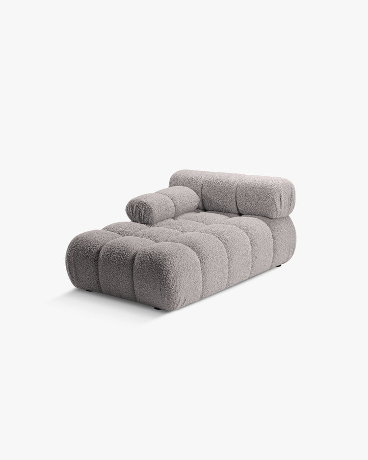 PolsterOase Modulsofa – Selene Chaiselongue mit Armlehne in Bouclé, 94 x 155 cm, Grau – Links – Ansicht 3