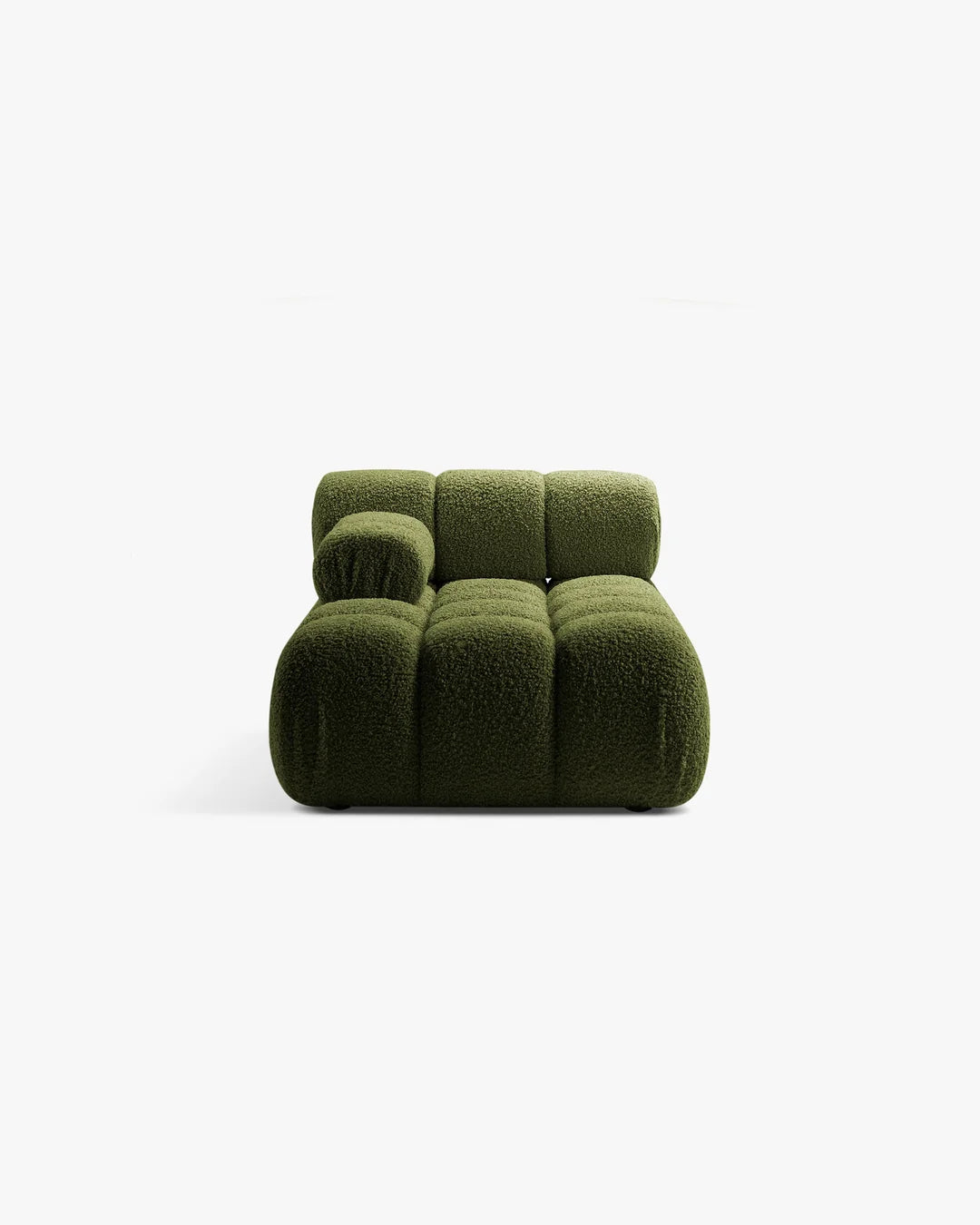 PolsterOase Modulsofa – Selene Chaiselongue mit Armlehne in Bouclé, 94 x 155 cm, Grün – Links – Ansicht 1