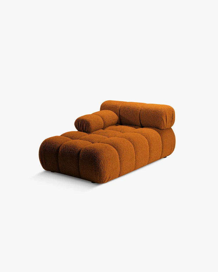 PolsterOase Modulsofa – Selene Chaiselongue mit Armlehne in Bouclé, 94 x 155 cm, Kupfer – Links – Ansicht 3
