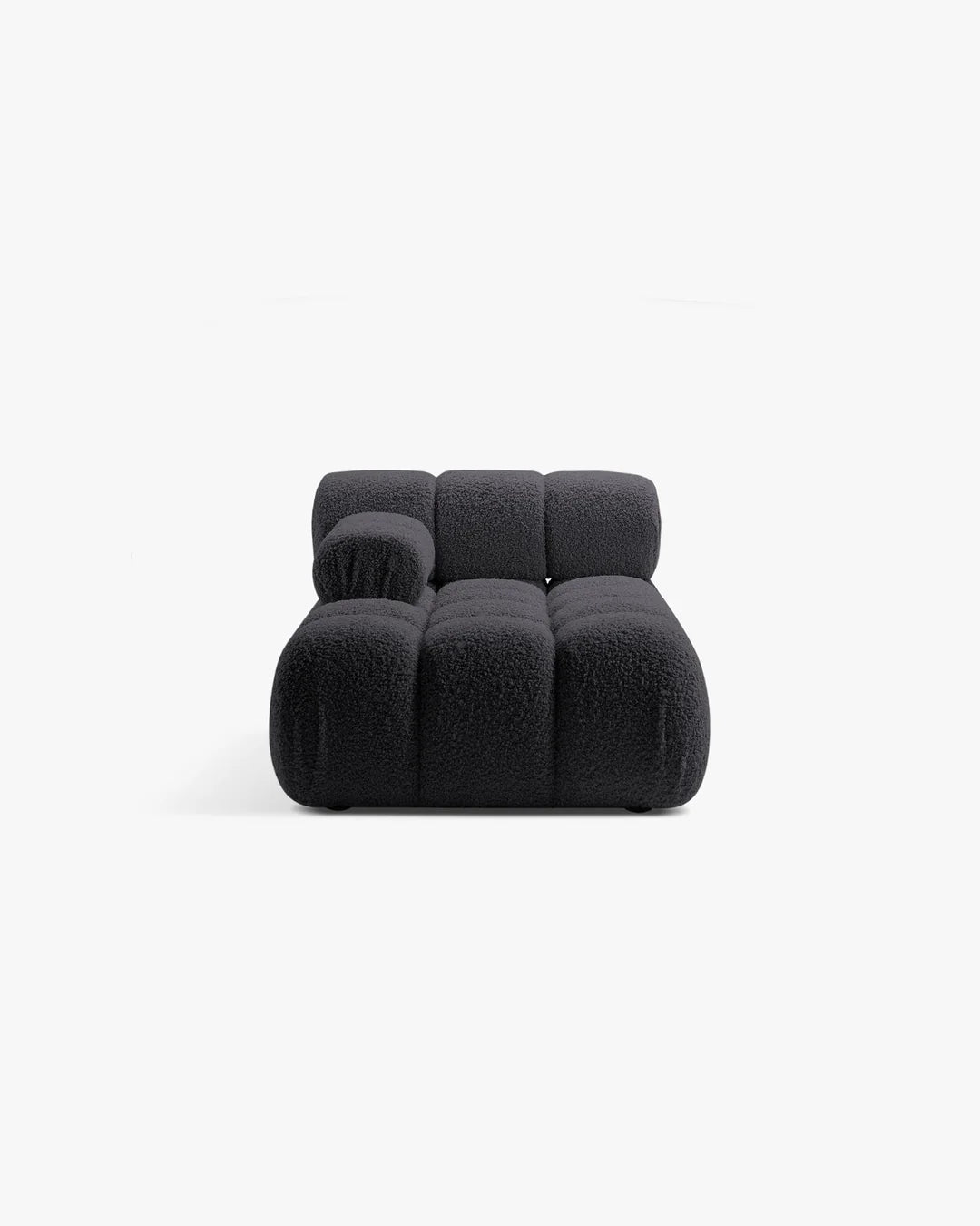 PolsterOase Modulsofa – Selene Chaiselongue mit Armlehne in Bouclé, 94 x 155 cm, Schwarz – Links – Ansicht 1