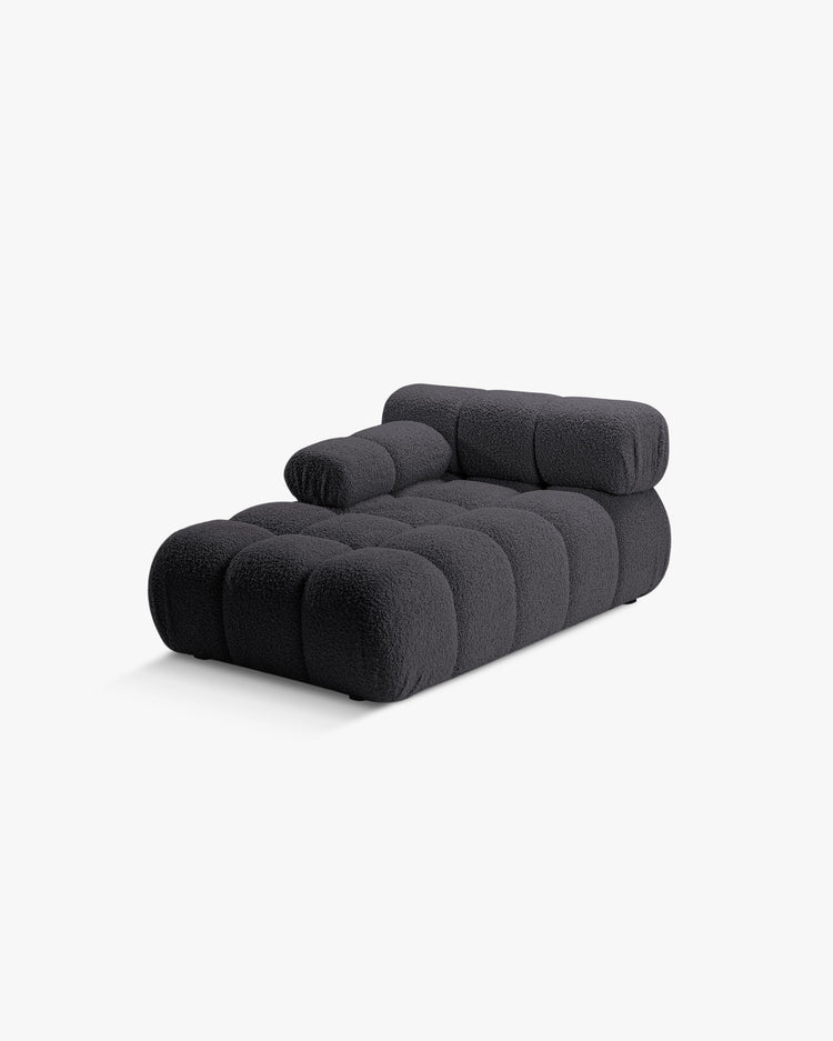 PolsterOase Modulsofa – Selene Chaiselongue mit Armlehne in Bouclé, 94 x 155 cm, Schwarz – Links – Ansicht 3