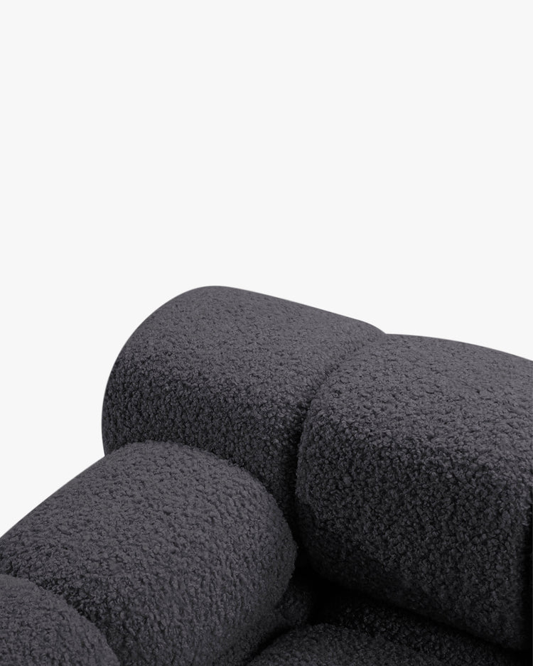 PolsterOase Modulsofa – Selene Chaiselongue mit Armlehne in Bouclé, 94 x 155 cm, Schwarz – Links – Ansicht 5