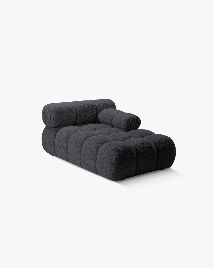 PolsterOase Modulsofa – Selene Chaiselongue mit Armlehne in Bouclé, 94 x 155 cm, Schwarz – Rechts – Ansicht 3