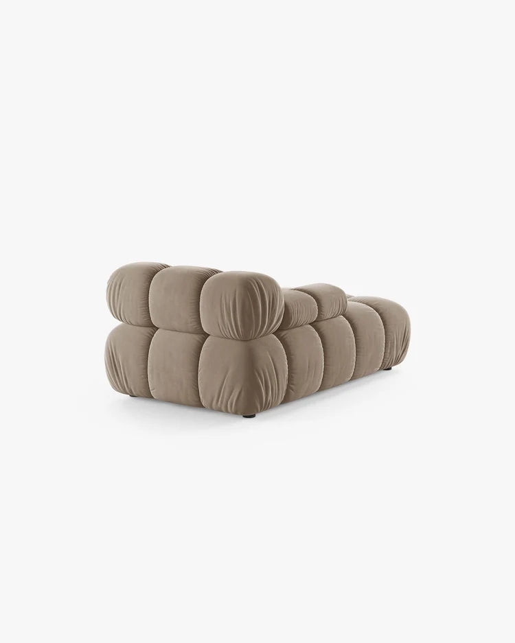 PolsterOase Modulsofa – Selene Chaiselongue mit Armlehne in Samt, 94 x 155 cm, Cappuccino – Links – Ansicht 4