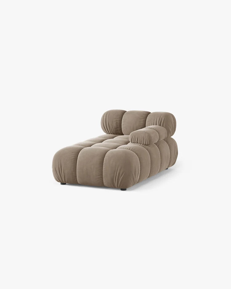 PolsterOase Modulsofa – Selene Chaiselongue mit Armlehne in Samt, 94 x 155 cm, Cappuccino – Rechts – Ansicht 3