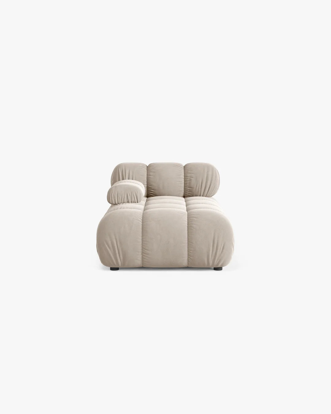 PolsterOase Modulsofa – Selene Chaiselongue mit Armlehne in Samt, 94 x 155 cm, Dunkelbeige – Links – Ansicht 1