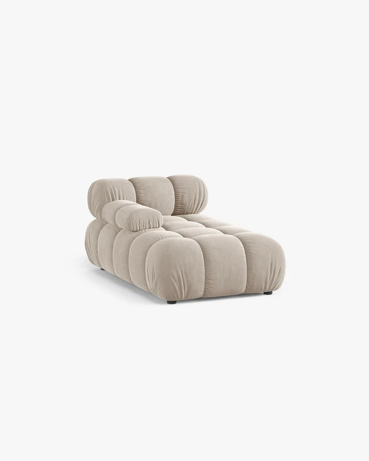PolsterOase Modulsofa – Selene Chaiselongue mit Armlehne in Samt, 94 x 155 cm, Dunkelbeige – Links – Ansicht 3