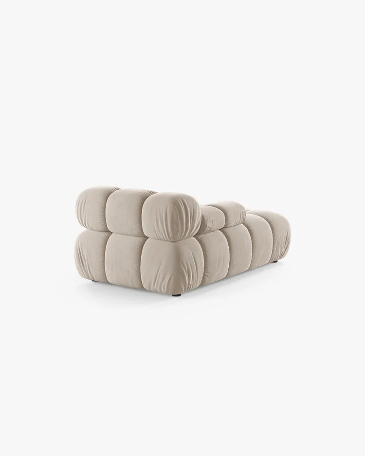 PolsterOase Modulsofa – Selene Chaiselongue mit Armlehne in Samt, 94 x 155 cm, Dunkelbeige – Links – Ansicht 4