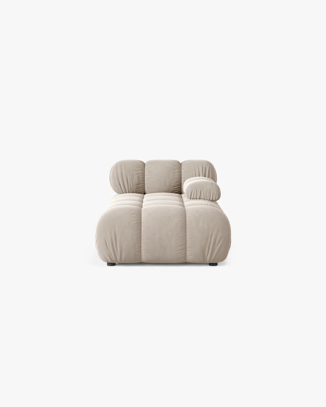 PolsterOase Modulsofa – Selene Chaiselongue mit Armlehne in Samt, 94 x 155 cm, Dunkelbeige – Rechts – Ansicht 1