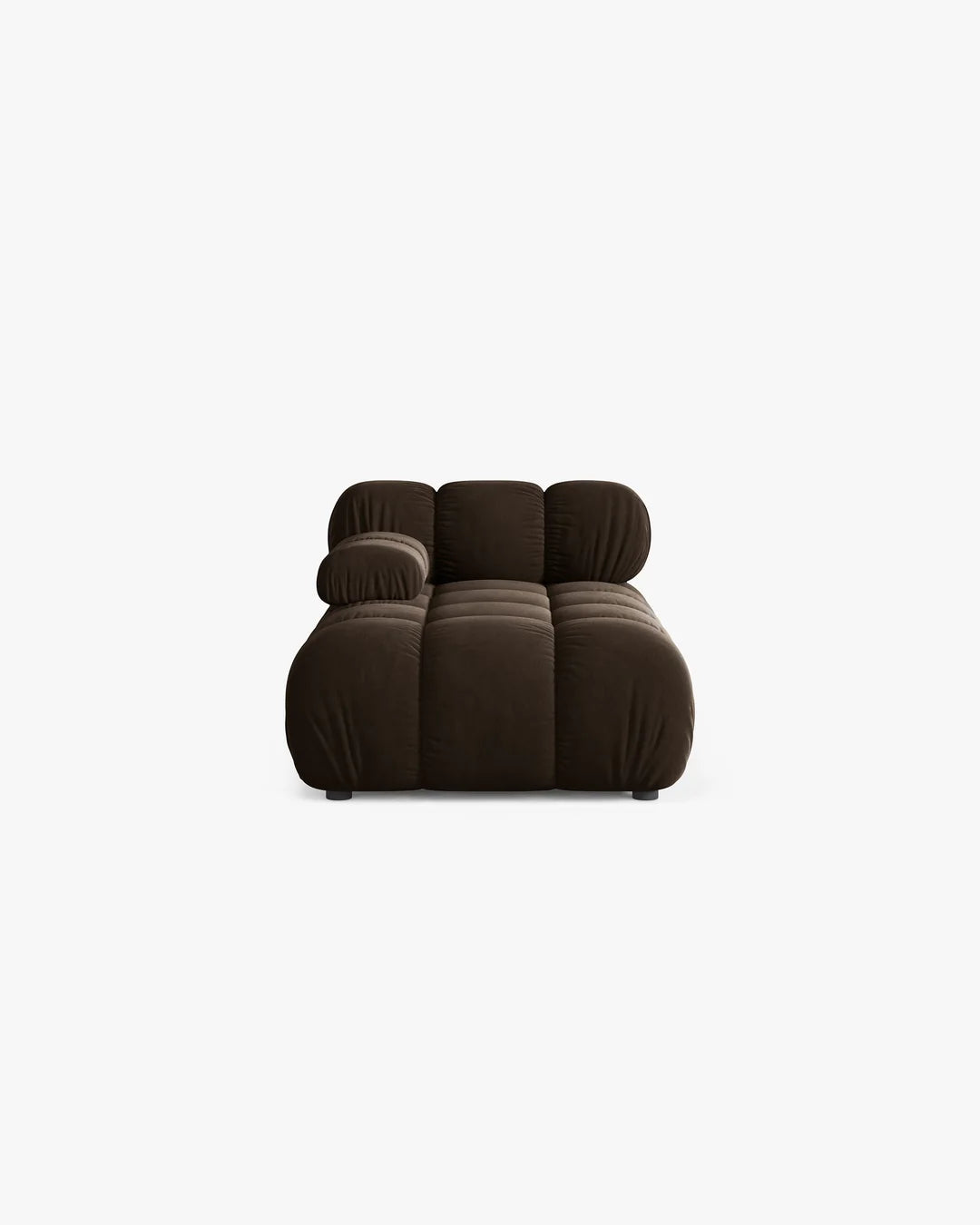 PolsterOase Modulsofa – Selene Chaiselongue mit Armlehne in Samt, 94 x 155 cm, Dunkelbraun – Links – Ansicht 1
