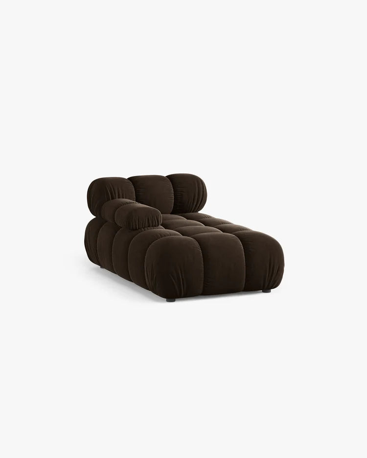 PolsterOase Modulsofa – Selene Chaiselongue mit Armlehne in Samt, 94 x 155 cm, Dunkelbraun – Links – Ansicht 3