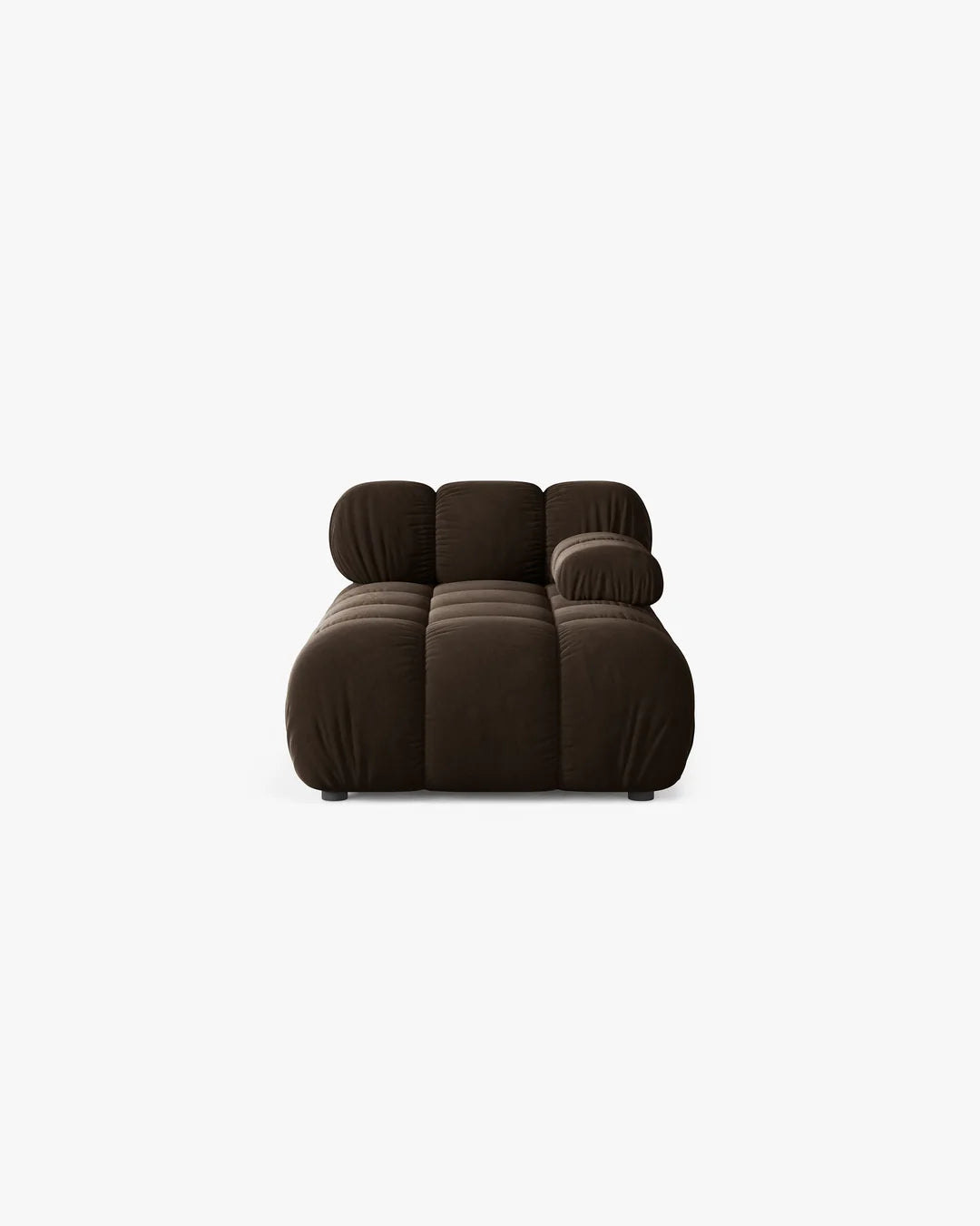 PolsterOase Modulsofa – Selene Chaiselongue mit Armlehne in Samt, 94 x 155 cm, Dunkelbraun – Rechts – Ansicht 1