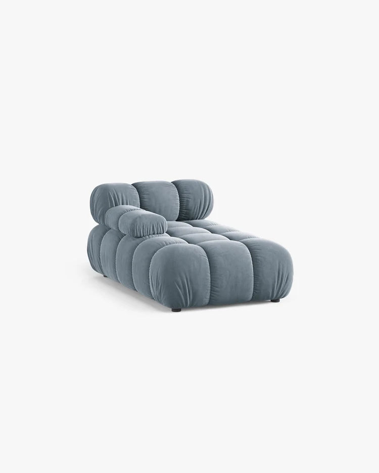 PolsterOase Modulsofa – Selene Chaiselongue mit Armlehne in Samt, 94 x 155 cm, Hellblau – Links – Ansicht 3