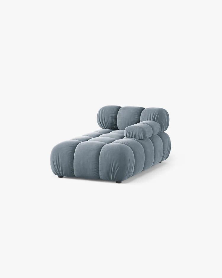 PolsterOase Modulsofa – Selene Chaiselongue mit Armlehne in Samt, 94 x 155 cm, Hellblau – Rechts – Ansicht 3