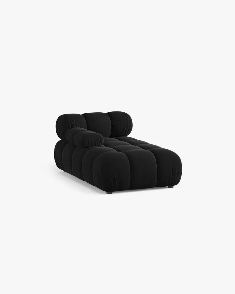 PolsterOase Modulsofa – Selene Chaiselongue mit Armlehne in Samt, 94 x 155 cm, Schwarz – Links – Ansicht 3