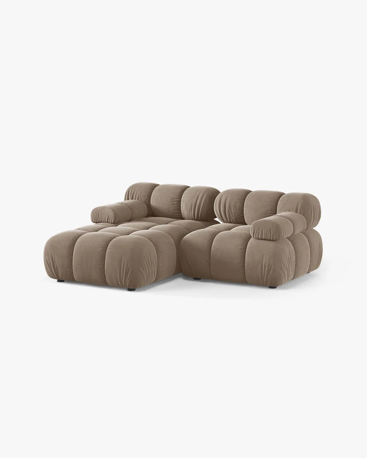 PolsterOase Modulsofa – Selene Ecksofa 2-Sitzer in Samt, 190 cm Breite, Cappuccino – Ansicht 3